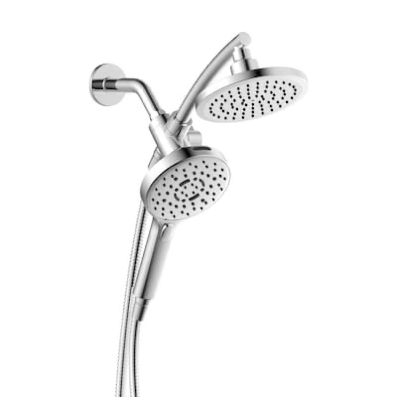  allen + roth Burke Chrome 6.3-in Dual Head Shower Faucet Bar System with 3-way Diverter Item