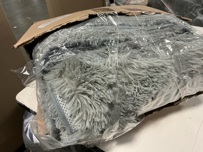 Condition photo showing As Is for 5x8 Feet Grey Fluffy Shag Area Rugs for Living Room, Modern Fluffy Shaggy Carpets for Teens Dorm Nursery Home, Non Slip Indoor Rugs Fuzzy Floor Carpet(5 x 8, Light Grey) 5' x 8' (Rectangular) Light Grey