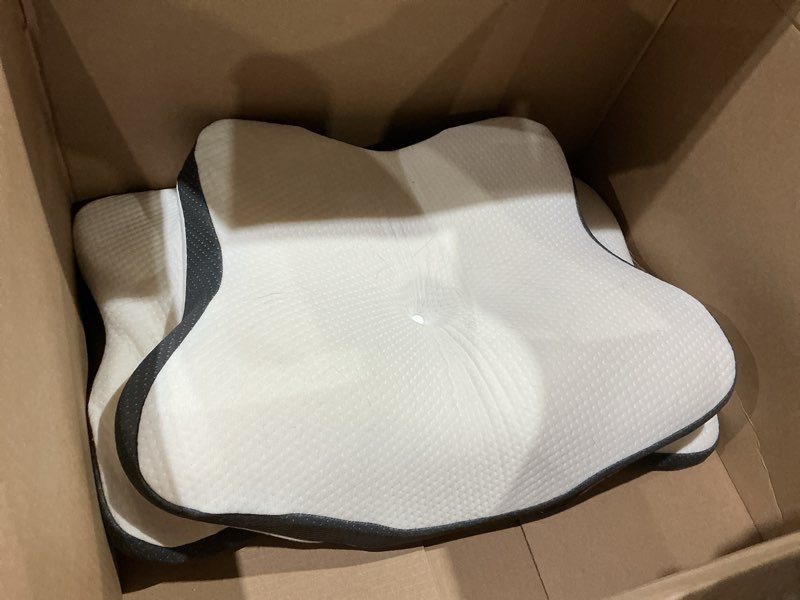 Condition photo showing As Is for ultra pain relief cooling pillow for neck support, adjustable cervical pillow cozy sleeping, odorless ergonomic contour memory foam pillows, orthopedic bed pillow for side back stomach sleeper