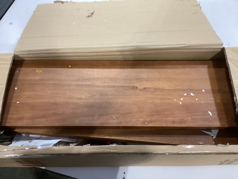 Condition photo showing Good Condition for Kate and Laurel Meridien Mid-Century Wall Shelves, 24" x 8" x 24", Walnut, Transitional Wall Decor and Storage Walnut Brown 24x8x24