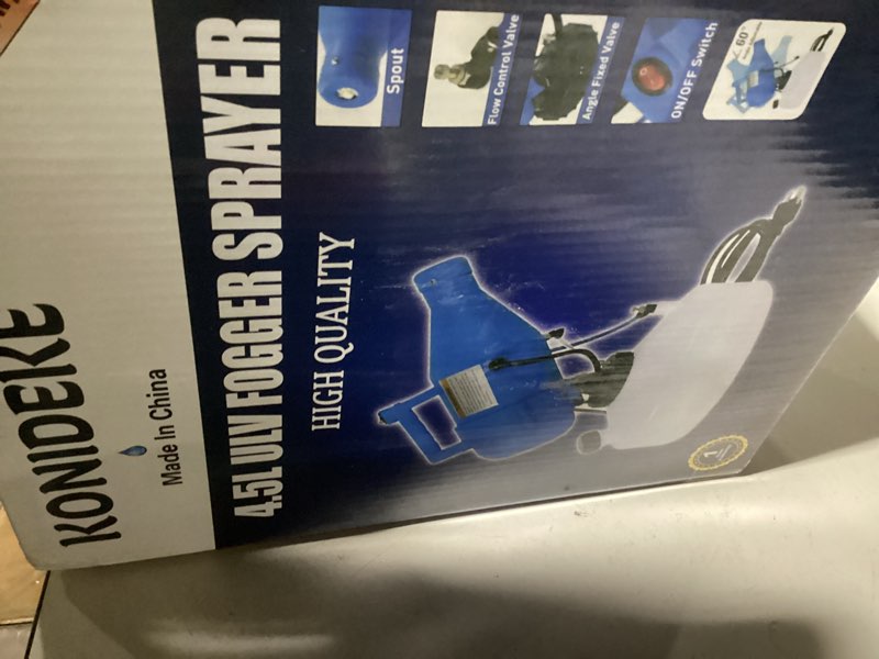 Condition photo showing New/Like New for 4.5l (1.2 gallon) electric ulv portable fogger sprayer machine cold fogger machine spraying distance 30ft for home,hotel,church,school,yard
