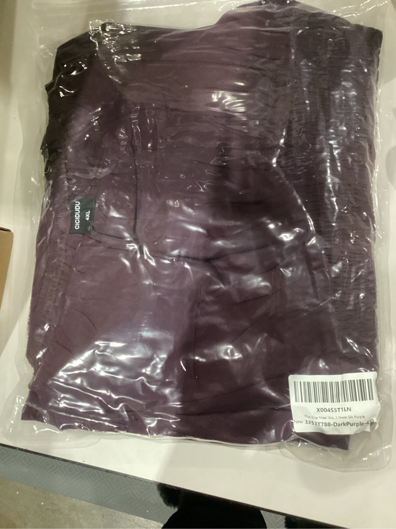 Condition photo showing New/Like New for Plus Size Maxi Dresses for Curvy Women Long Sleeve Sweetheart Neckline Smocked Fall Wedding Guest Cocktail Dress Slit Purple 4X-Large Plus