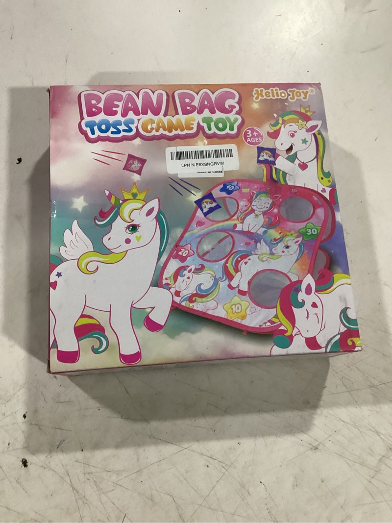 Condition photo showing Good Condition for bean bag toss game for kids - cornhole board outdoor toys for toddlers -party activities carnival outside yard backyard beach lawn games toy for kid boys girls age 3 4 5 6 7 8 year old birthday gifts unicorn