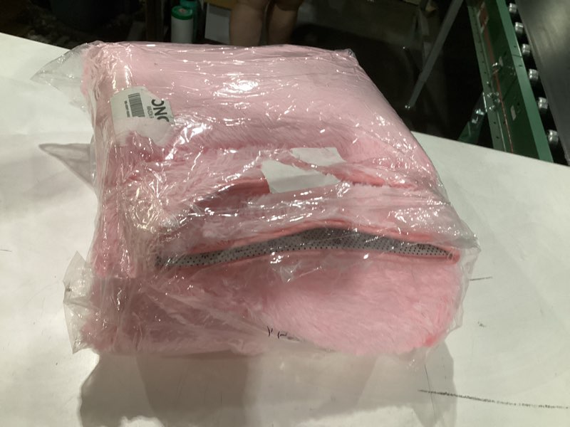 Condition photo showing As Is for similar to stock photo!!! yimobra light pink and white bathroom rugs non slip washable, ultra soft and water absorbent bath mats, plush fluffy shower mat outside, microfiber thick matts for bathroom floor/sink, 24x17 light pink and white 17\" x 24\"