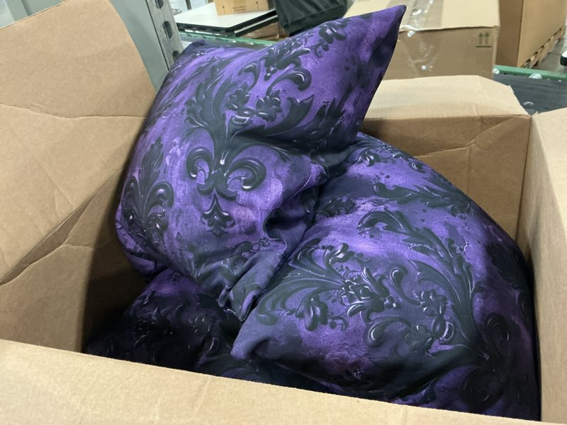 Condition photo showing Good Condition for Purple Flower  Halloween Pillow 16”X16” (set of 3)