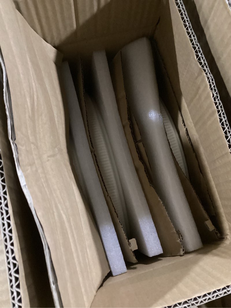 Condition photo showing As Is for theterra ceramic dinnerware sets for 8, 24 pieces porcelain lightweight plates and bowls sets, scratch resistant dish set, oven & microwave & dishwasher safe, reactive white reactive white service for 8