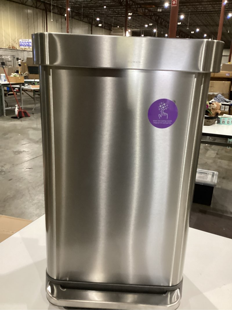 Condition photo showing Good Condition for https://www.walmart.com/ip/simplehuman-45-liter-rectangular-hands-free-kitchen-step-trash-can-with-soft-close-lid-brushed-stainless-steel-with-plastic-lid/280161068