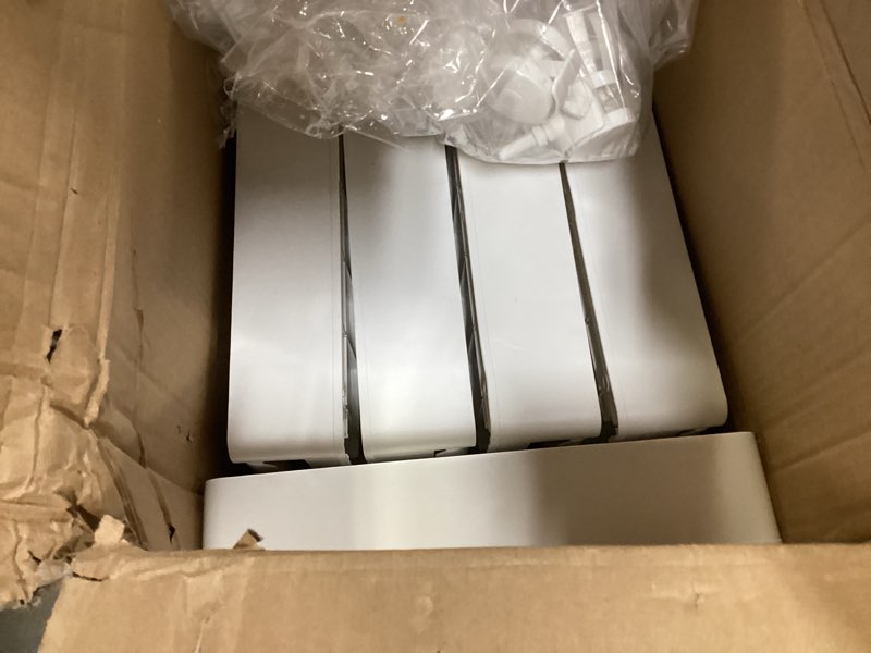 Condition photo showing As Is for OlarHike 97QT Stackable Storage Bins with Lids - Folding Storage Box with Doors and Wheels, Collapsible Plastic Storage Drawers for Closets, 5 Pack Cubes 97QT 5Pack