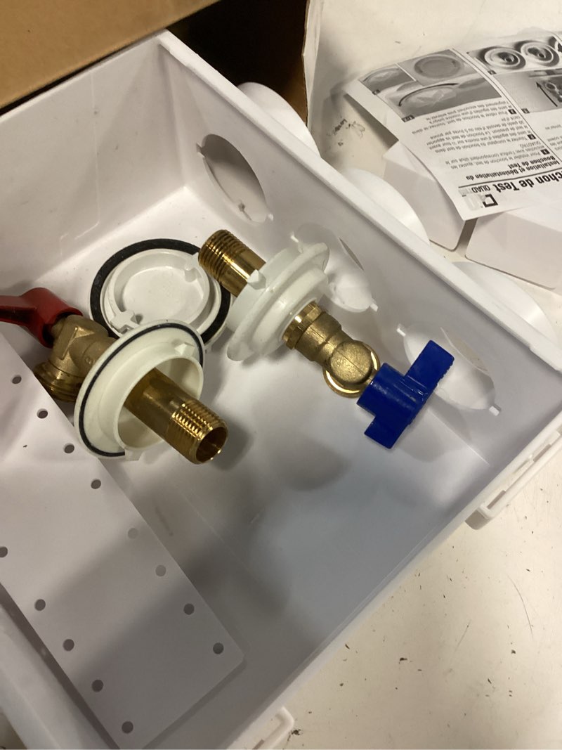 Condition photo showing As Is for oatey washing machine outlet box