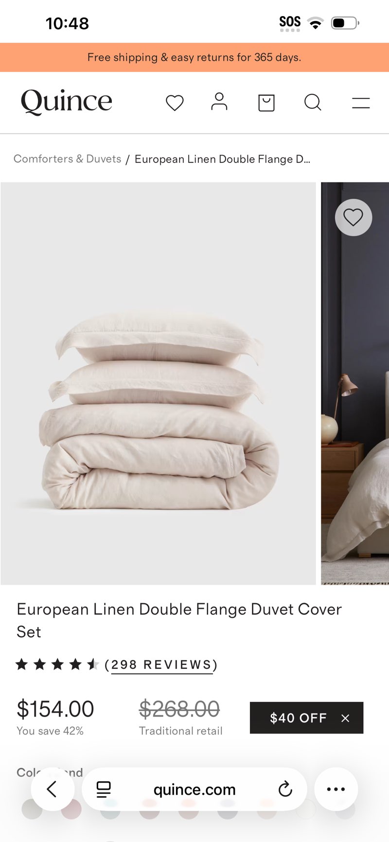 European Linen Double Flange Duvet Cover Set King/Cal King