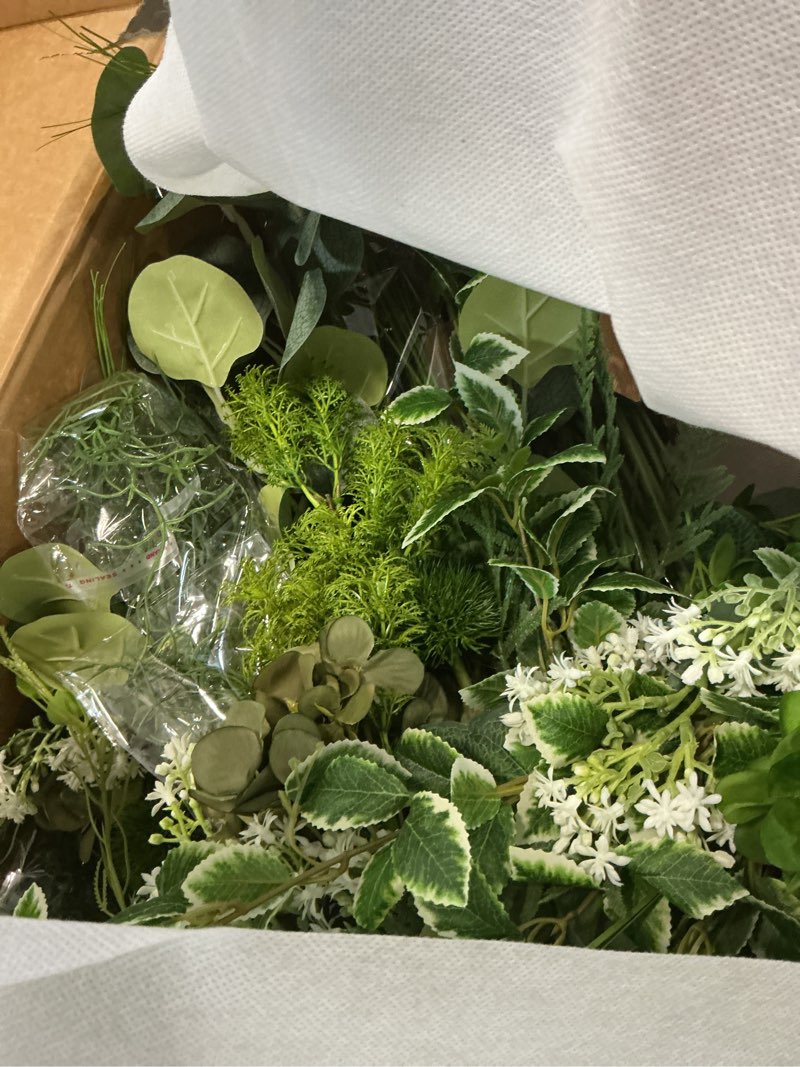 Condition photo showing New/Like New for ling's moment 17.5" tall free-standing artificial flowers arrangements 4 pcs wedding aisle runner chair decorations white & green centerpieces for ceremony reception rose floral party outdoor gr-variety greenery
