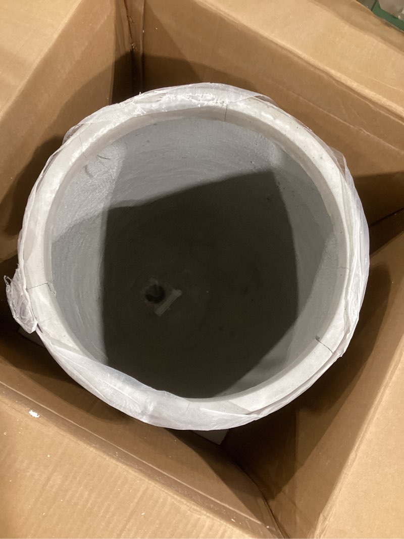Condition photo showing As Is for kante tall concrete planter, 21.7-inch height weathered concrete large indoor outdoor plant pot with drainage hole for patio garden home, modern decor for flowers and tree weathered concrete 21.7" h