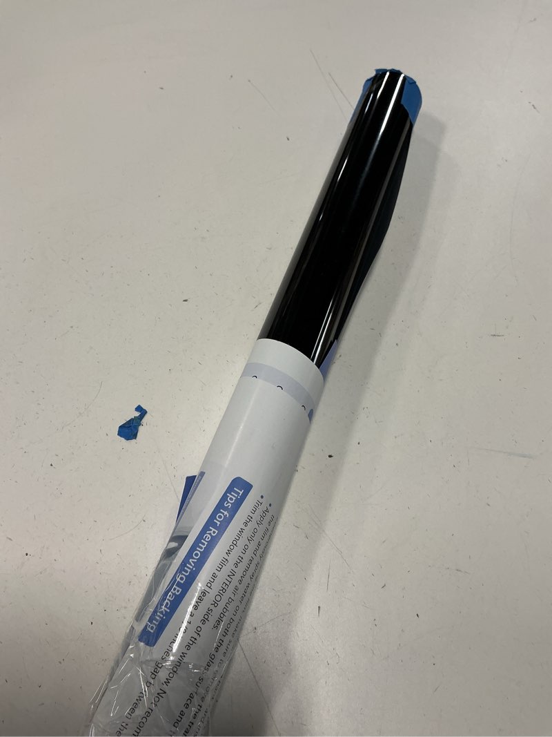 Condition photo showing As Is for window glass paper film tint one way vinyl,window heat control stickers uv blocking privacy static cling door coverings non-adhesive stickers for home and office 35.4 inch x 32.8 feet black silver black silver 35.4 inch x 32.8 feet