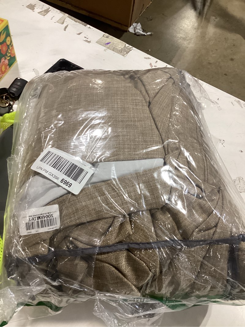 Condition photo showing New/Like New for extra wide 70 inch natural linen double layer curtains 96 inches long for sliding glass door 2 panels set, memory trained pinch pleated blackout noise reducing modern windows curtain dark brown linen 70"w x 96"l (pack of 2)