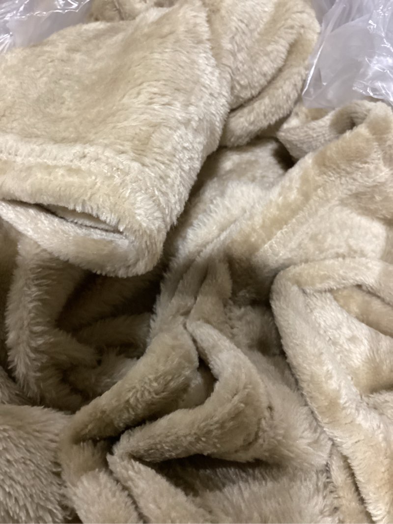Condition photo showing As Is for PHF Oversized King Fleece Blanket 120"x120", No Shed No Pilling Big Soft Blanket, Extra Large 10'x 10' Lightweight for Bed, Sofa Travel and Camping, Suitable for All Season, Khaki Oversized King(120" x 120") Khaki