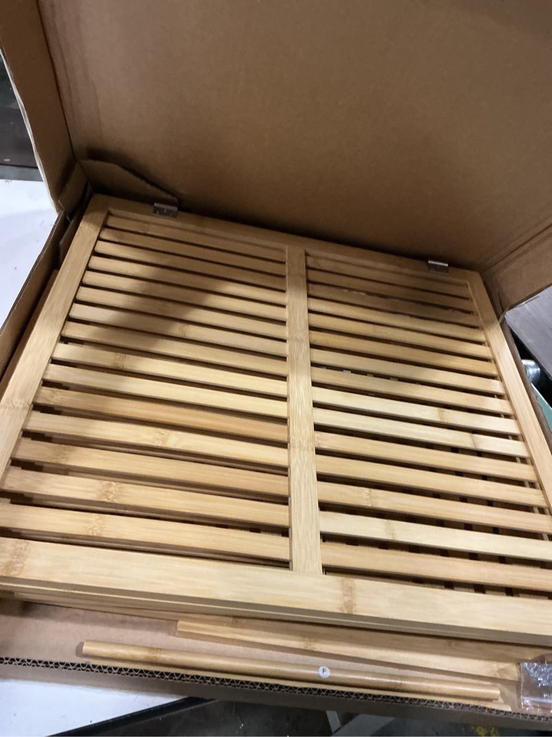 Condition photo showing Good Condition for household essentials bamboo and cotton double laundry sorter with lid and removable cotton bags, natural