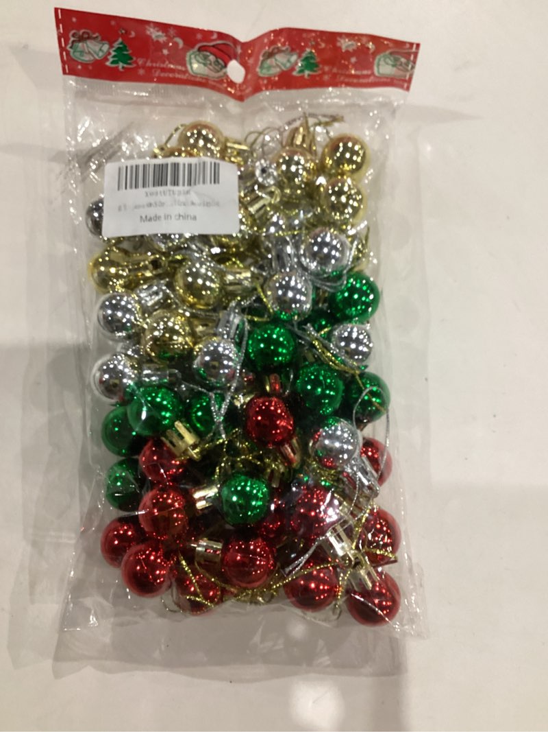 Condition photo showing New/Like New for Jansun 60PCS Christmas Mini Balls Ornaments Miniature Xmas Tree Hanging Decorations Small Vintage Glitter Balls for Holiday Party Outdoor Indoor DIY Craft Decor Supplies 60 Christmas Classic Style