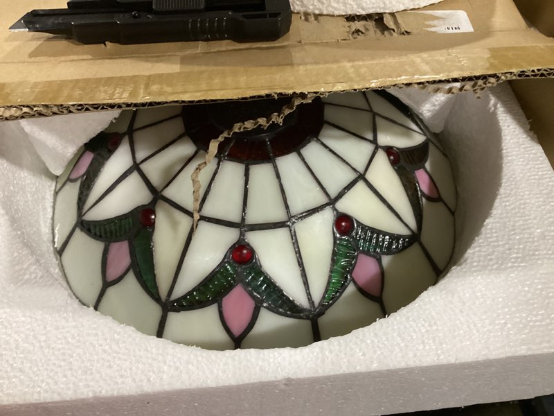 Condition photo showing New/Like New for 12 inch vintage chandeliers light tiffany style ceiling light fixture stained glass flower flush mount ceiling lighting fixtures lamps