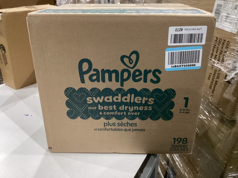 Condition photo showing New/Like New for Pampers Swaddlers Diapers, Size 1 (8-14 lbs), 198 Count, Absorbent, Keeps Baby Dry and Comfortable, Skin Safe Disposable Baby Diaper (Packaging May Vary) Size 1 198