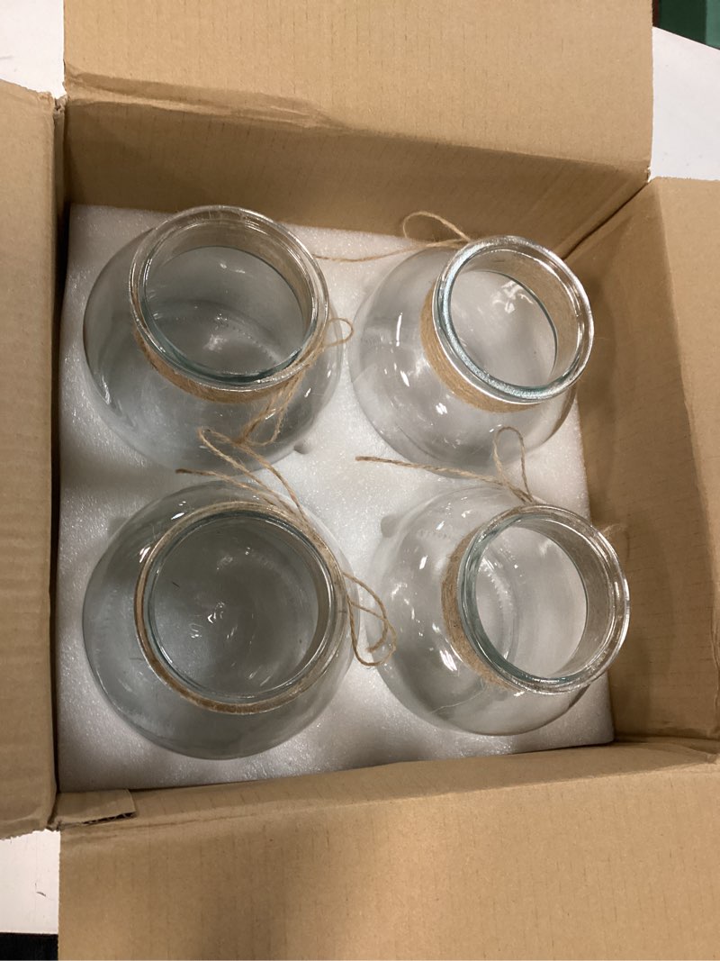 Condition photo showing New/Like New for houmury glass vases for centerpieces set of 4 farmhouse 6 inch clear large vase utensils holder with twine ties home decor for wedding living room dining table office (4)