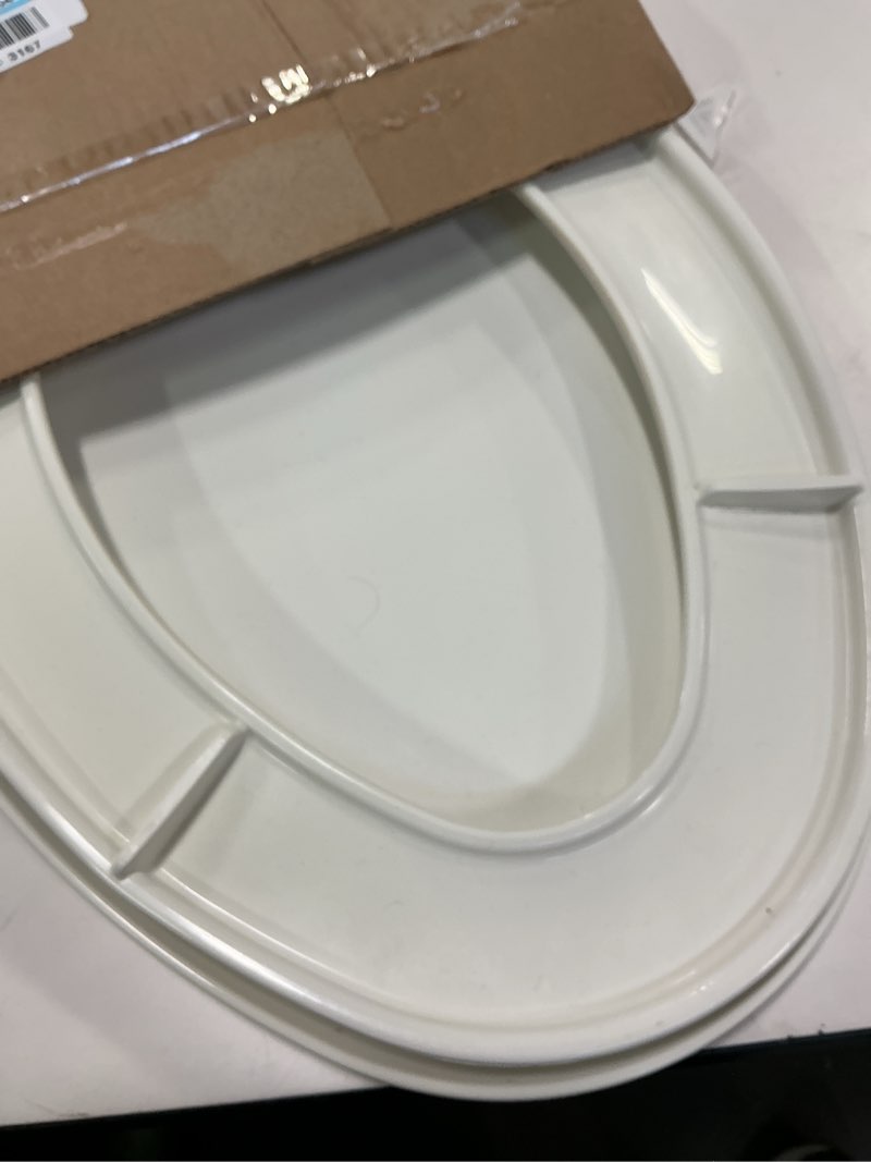 Condition photo showing As Is for Mayfair NextStep2 Slow-Close Toilet Seat with Built-In Toddler Potty Training Seat, Removable, White, Elongated Elongated 1-Pack