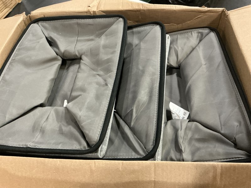 Condition photo showing Good Condition for bagnizer storage bins large fabric storage baskets for shelves 6 pack, decorative linen closet baskets with handles for organizing, shelf, clothes, home, office, 15x11x9.5inches (grey&black) gray / black large -15\"x11\"x9.5\"