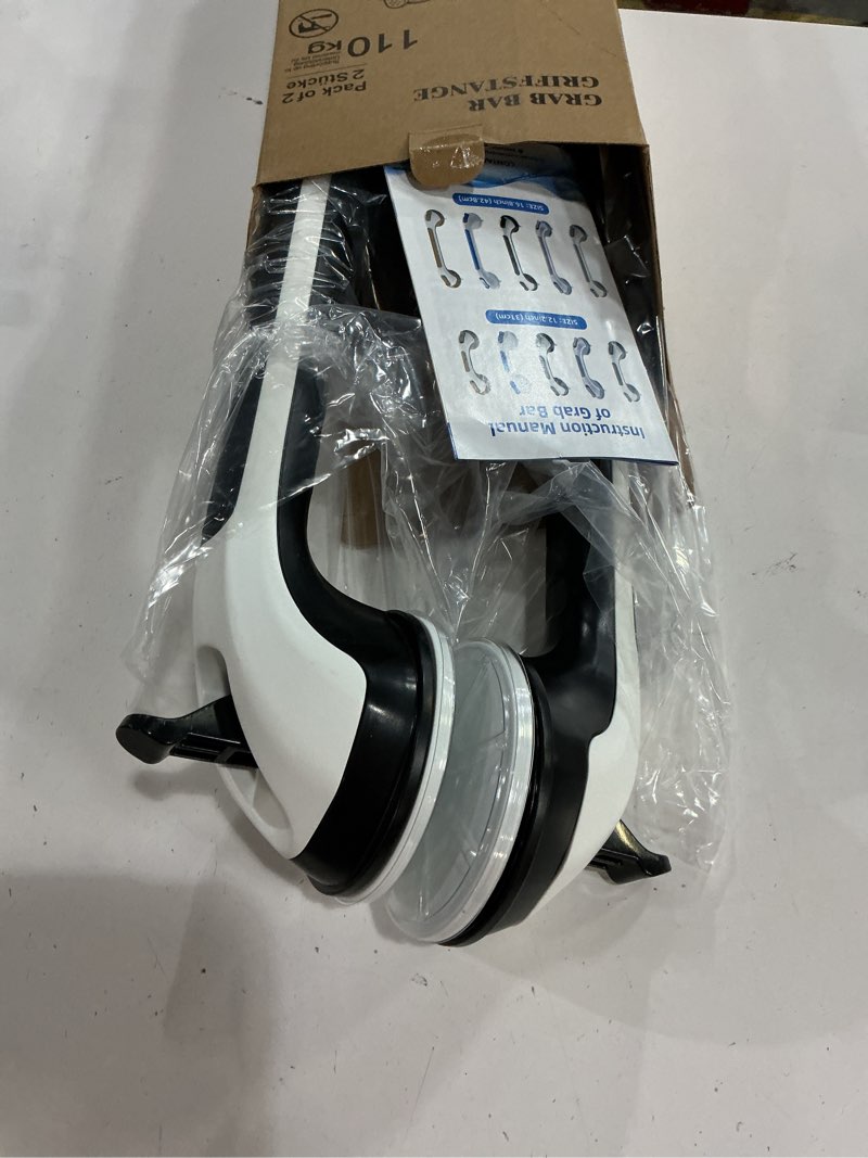 Condition photo showing New/Like New for taili shower grab bar 2 pack suction grab bars for bathtubs and showers, heavy duty shower handle removable shower handrails for seniors and elderly, bathroom safety grip no drilling waterproof, black 16.8" black