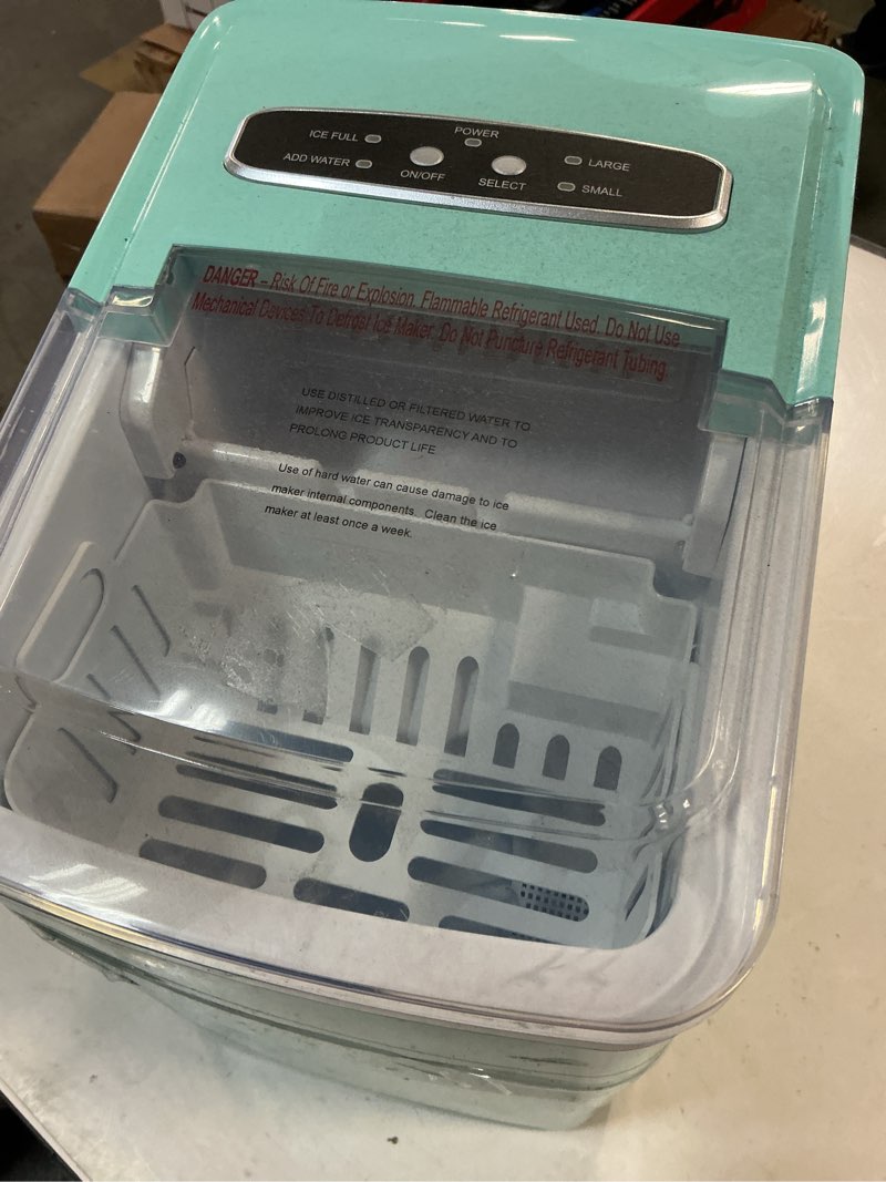 Condition photo showing As Is for Insignia™ - Portable Ice Maker with Auto Shut-Off - Mint