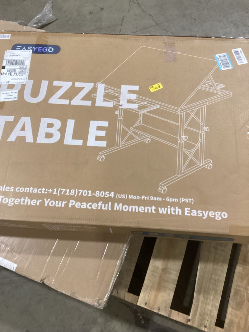 Condition photo showing New/Like New for Easyego 2000 Piece Jigsaw Puzzle Table with Legs for Adults, 5-Tilting-Angle & Height Adjustable Table with Draws, Wooden Puzzle Board with Extended Support Bar & 4 Wheels 2000pcs Light Grey