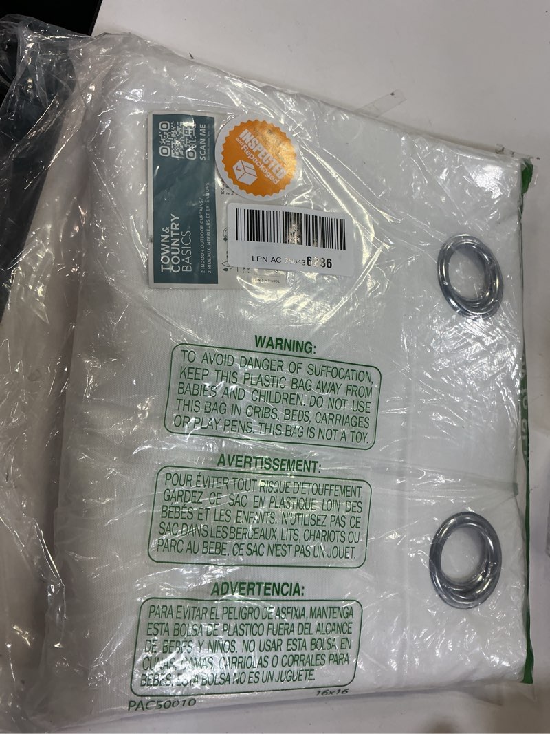 Condition photo showing New/Like New for TOWN & COUNTRY BASICS Cabana Solid Heavyweight Indoor Outdoor Curtains, Light Filtering Opacity with Grommet Top, Water Repellent, 2-Pack Set, 54"x108", Vanilla Vanilla 54"W x 108"L (Pack of 2)