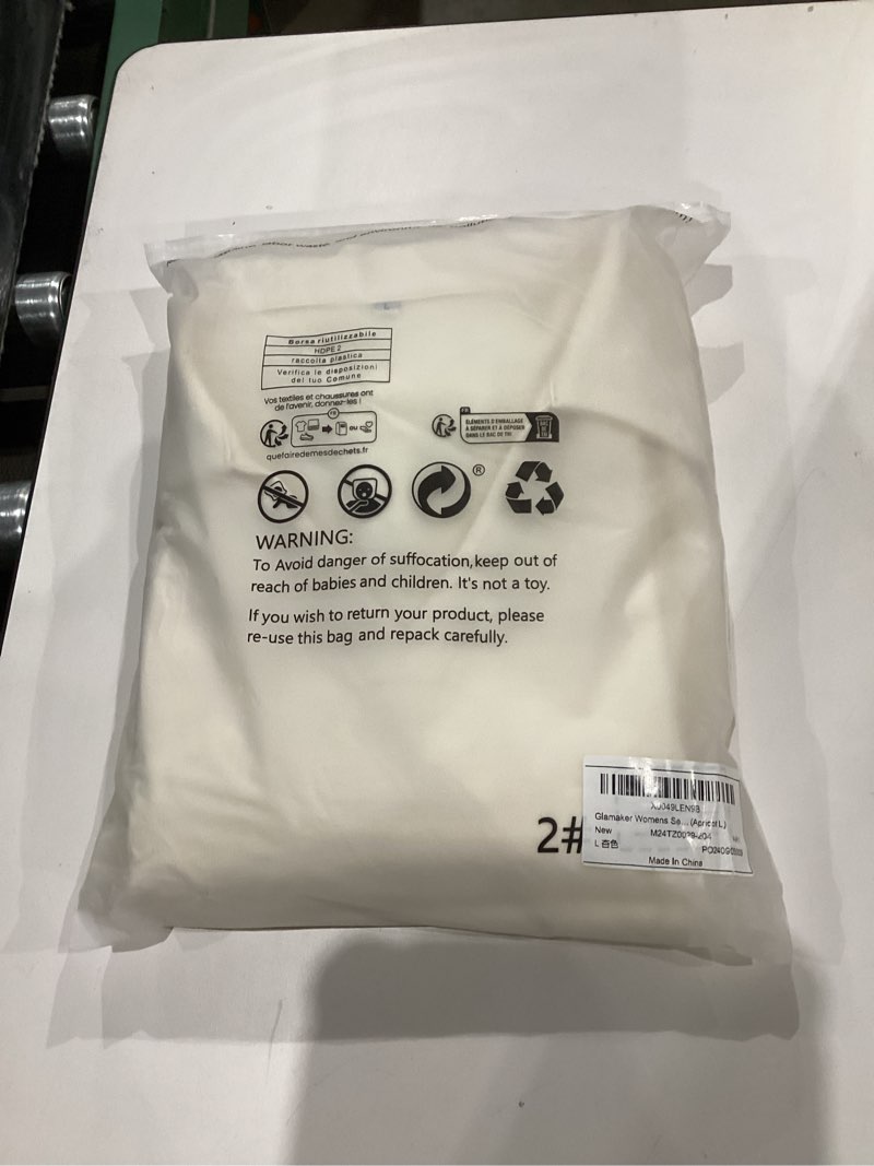 Condition photo showing New/Like New for Glamaker Women's 2 Piece Sets Outfits Casual Long Sleeve Sweatsuits Polo Top and Wide Leg Pants Matching Sets Apricot Large