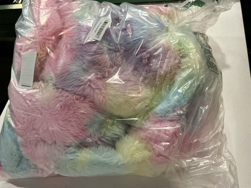 Condition photo showing As Is for Cozy Bliss Faux Fur Throw Blanket for Couch, Bubble Plush Blanket King Size, Fuzzy Soft & Thick Blanket for Bed Sofa Living Room, 108x90 Inches Tie-dye Rainbow Tie-dye Rainbow King(108" x 90")