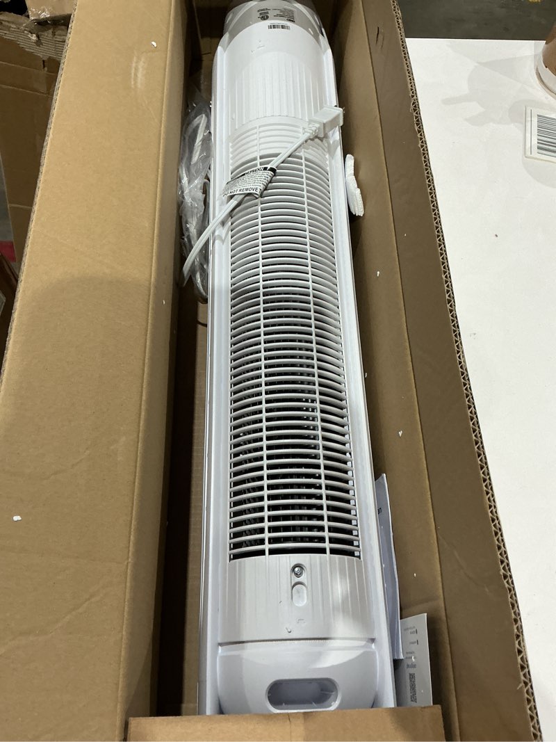 Condition photo showing As Is for dreo tower fan for bedroom, 25ft/s velocity quiet floor fan, 90° oscillating fans for indoors with 4 speeds, 4 modes, 8h timer, standing fans, bladeless fan, white (dr-htf007)