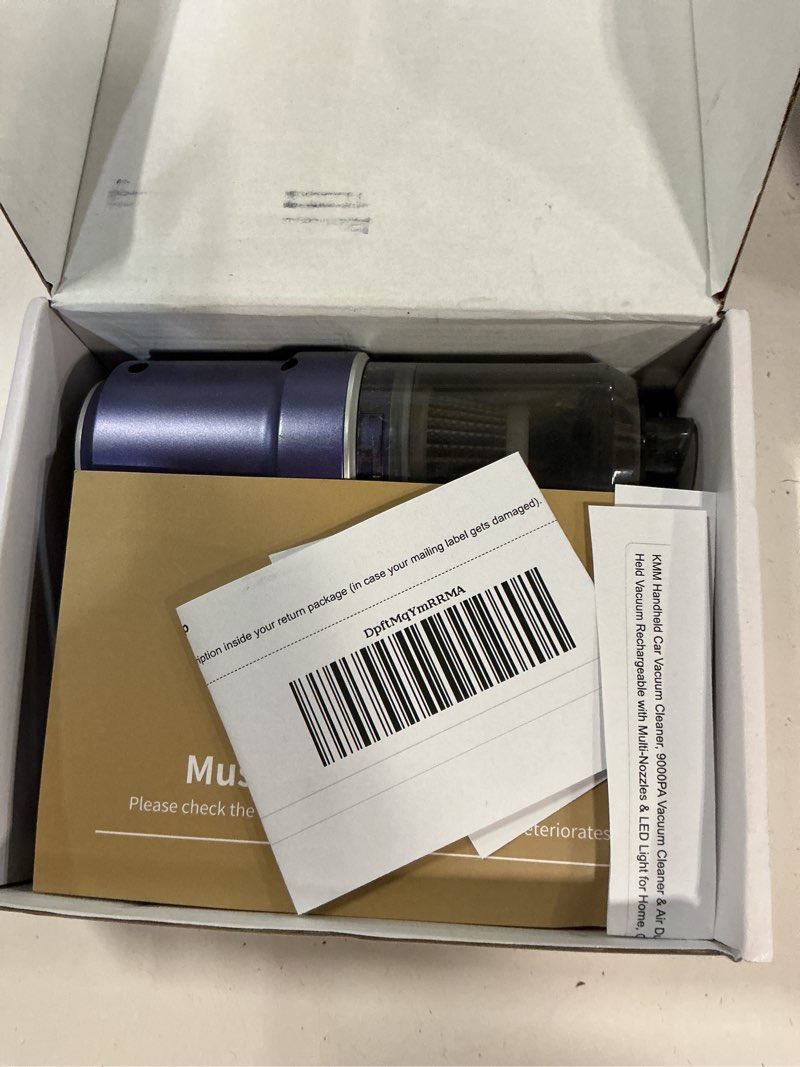 Condition photo showing Good Condition for kmm handheld car vacuum cleaner, 9000pa vacuum cleaner & air duster, 120w high power vacuum portable cordless, hand held vacuum rechargeable with multi-nozzles & led light for home, car, office