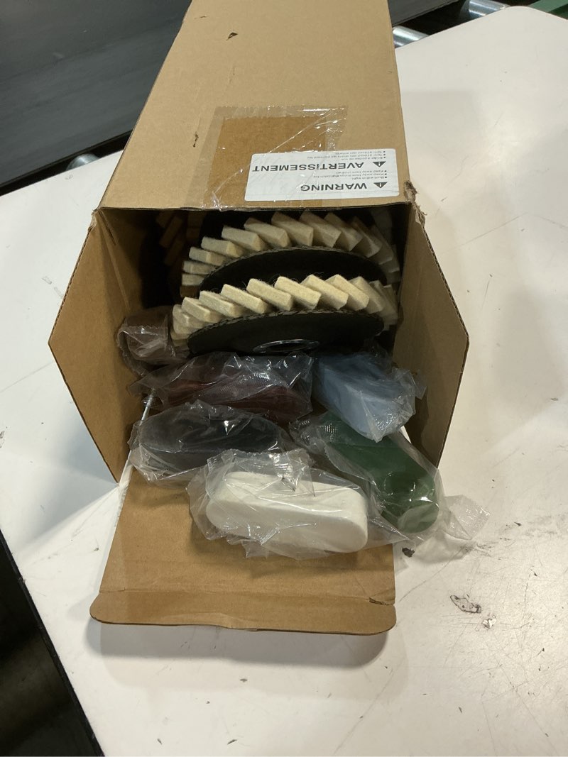 Condition photo showing Good Condition for 24 pcs wool polishing wheel disc and polishing compounds set includes 18 buffing wheels (4-1/2" x 7/8") 6 buffing compound felt flap disc for angle grinder aluminum wood automotive