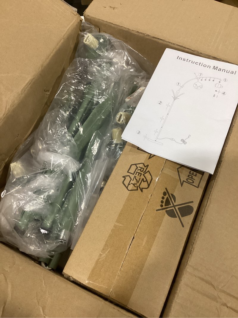 Condition photo showing As Is for HMVPL Arc Floor Lamp for Living Room, Flower Floor Lamp with 5 G9 LED Bulbs, Foot Switch, Green Floral Standing Lamp with Acrylic Shade, Curved Tall Lamp for Living Room Bedroom Corner Kids Reading