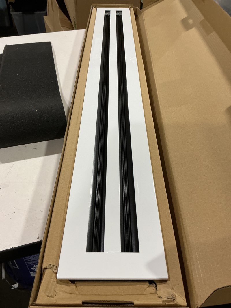 Condition photo showing Good Condition for fa-star clean modern ac vent cover 36" (duct opening cutout) - decorative white air vent - standard linear slot diffuser (2 slots) - register grille for ceiling, walls & floors - all aluminium 36" (white)