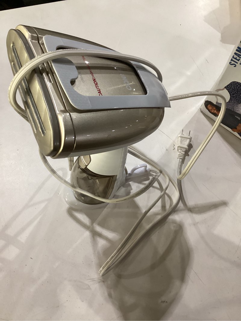 Condition photo showing Good Condition for conair handheld garment steamer for clothes, turbo extremesteam 1875w fabric steamer, portable handheld design, strong penetrating steam, white/champagne