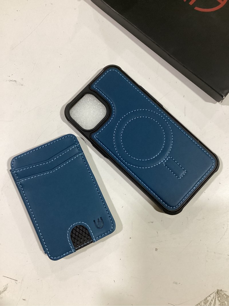 Condition photo showing Good Condition for for iPhone 14 Wallet Case Compatible with Magsafe, Magnetic RFID Blocking Card Holder Kickstand 2 in 1 Detachable Case for iPhone 14 6.1", Blue for iPhone 14 - 6.1'' Blue