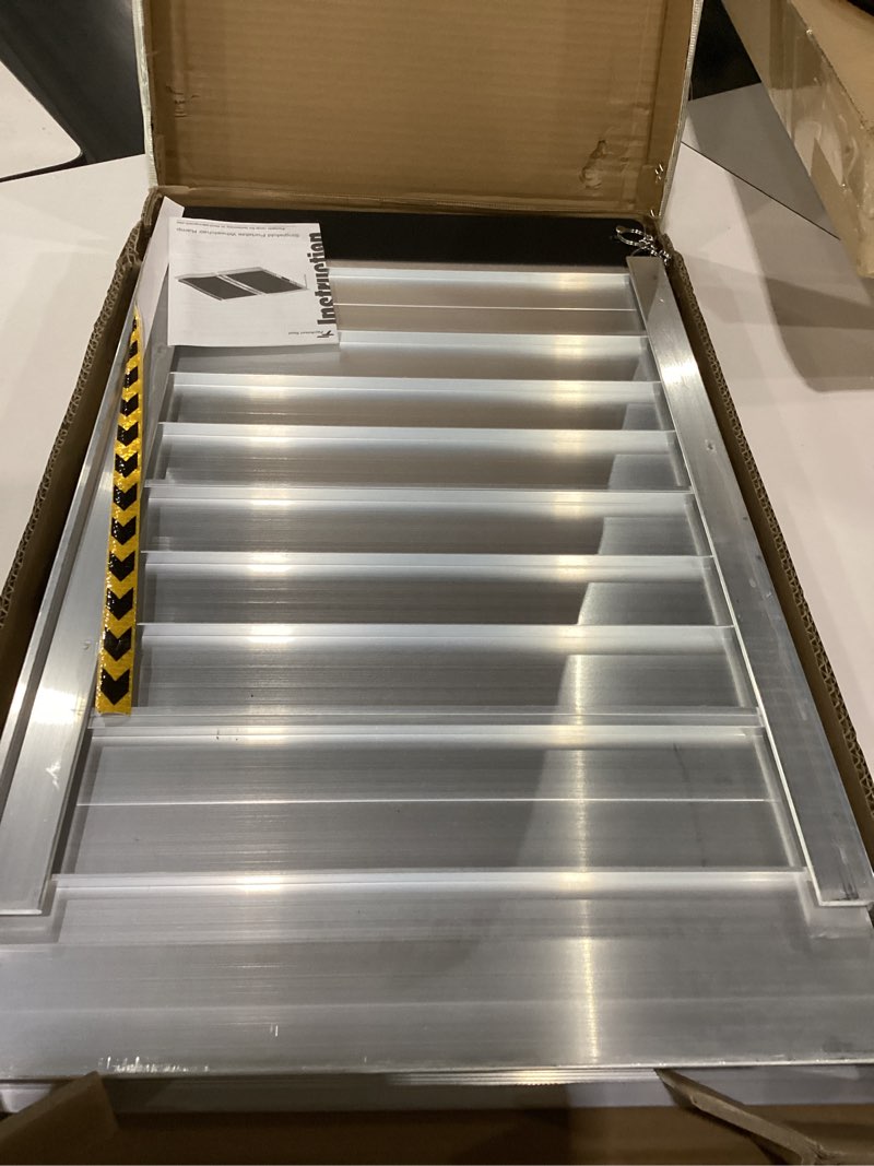 Condition photo showing Good Condition for fachnuo 2 feet portable wheelchair ramp, non-skid aluminum handicap ramps with handle, folding threshold wheel chair ramp for home steps, stairs, entry, threshold, doorways, scooter, 800lbs capacity aluminum 2ft(using height 2-6'')