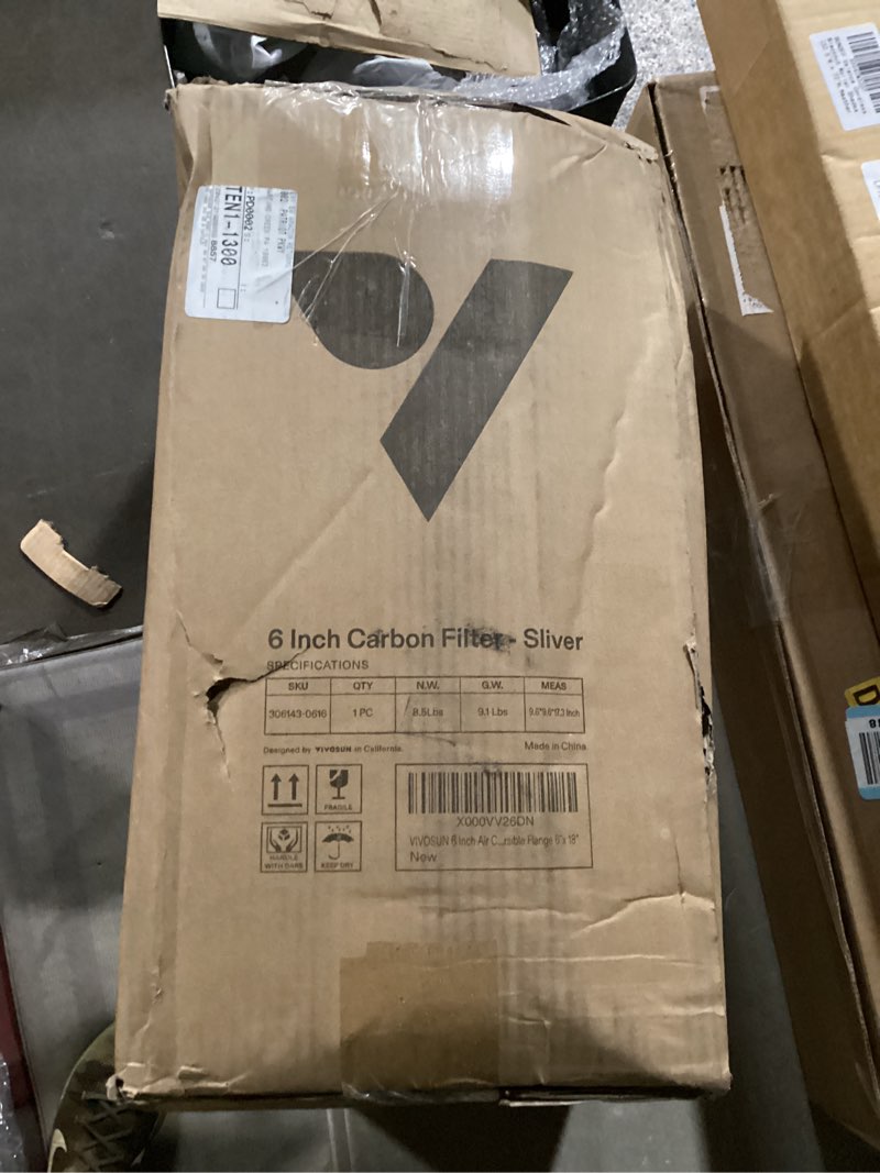 Condition photo showing New/Like New for vivosun 6 inch air carbon filter smelliness control with australia virgin charcoal for inline duct fan, grow tent, pre-filter included, reversible flange 6"x 16" 8.9" x 8.9" x 15.8" silver