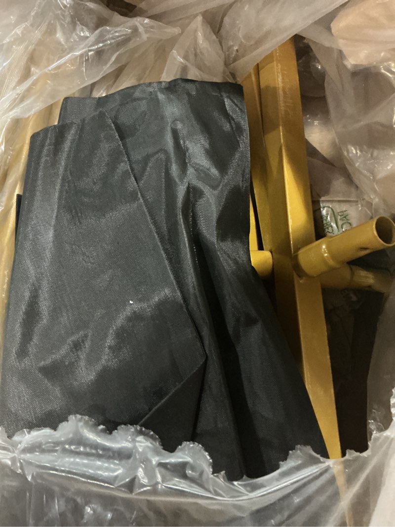 Condition photo showing As Is for putros arch backdrop stand and cover set of 2, gold metal arch stand with dusty blue cover, 7.2ft & 6ft, arched background frame for wedding, birthday party, baby shower, photography decoration dusty blue 6ft,7.2ft