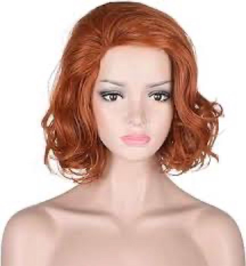 morvally Women 13" Short Wavy Ginger Orange Wig for Cosplay Costume Halloween Party