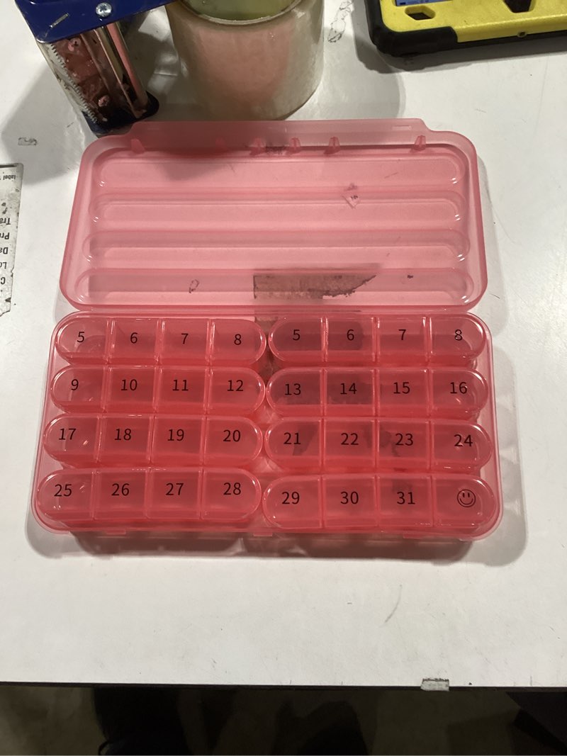 Condition photo showing Good Condition for Zoksi Monthly Pill Organizer 1 Time a Day, 30 Day Pill Box Organizer Once a Day, One Month Large Pill Case for Travel, 31 Day Daily Medcine Container for Vitamins, Supplement & Medication (Pink)