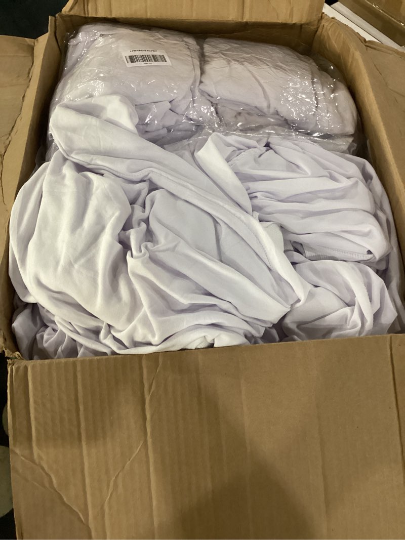 Condition photo showing As Is for unknown amount**** vevor  white chair covers polyester spandex chair cover stretch slipcovers for wedding party dining banquet flat-front chair covers 22 x 18 x 37 inch (max) white-a