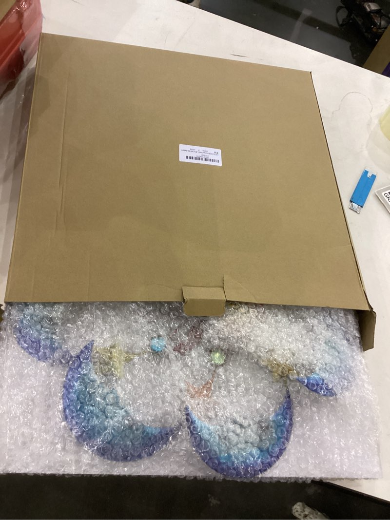 VIOYOUNS 58" Moon and Star Wind Spinner Garden Stake Outdoor Decorations, Metal Flower Colorful Gard