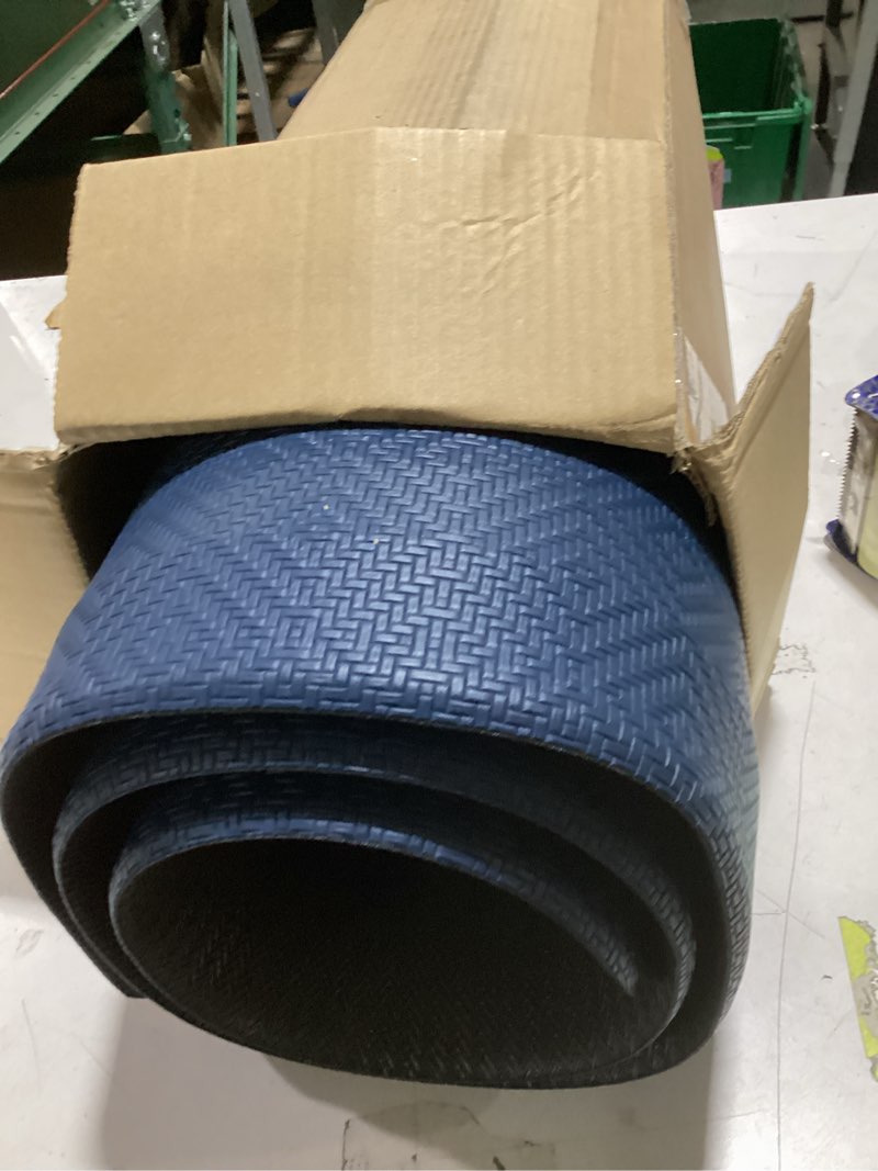 Condition photo showing As Is for ophanie kitchen mats for floor, 3/4 inch thick kitchen rugs, 20'' x 60'' anti fatigue standing cushioned mat, waterproof,comfort ergonomic mat for office, home, sink,blue non-slip bottom blue 60"l x 20"w x 0.8"th