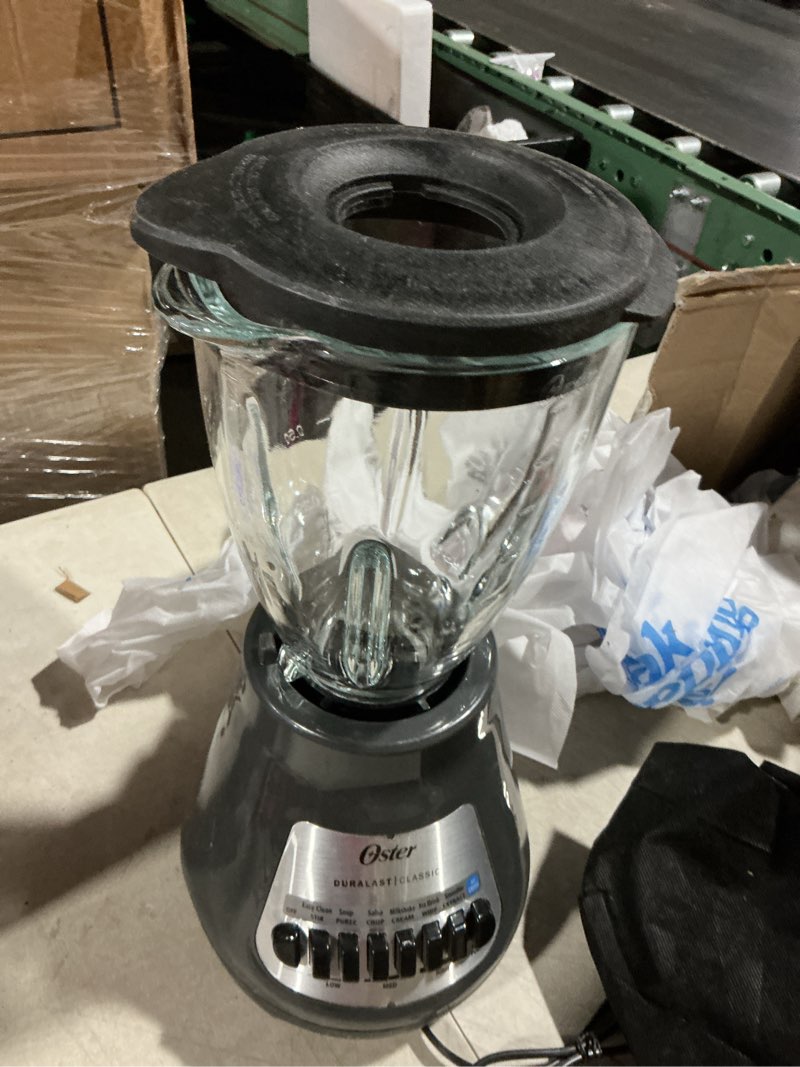 Condition photo showing As Is for Oster® Classic Series 8-Speed Blender with 6-Cup Glass Jar, Gray