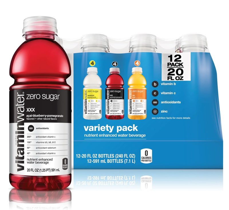 vitaminwater zero variety pack nutrient enhanced water w/ vitamins, 20 fl oz, 12 pack zero sugar variety pack(( best if used by/oct/2025))