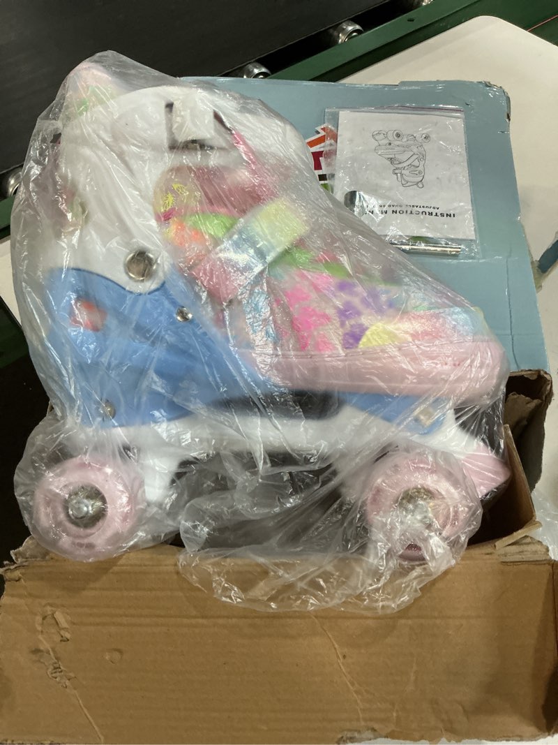 Condition photo showing Good Condition for kids roller skates, 4 size adjustable quad skates with all light up wheels, 10c to 8 rollerskates for toddlers, beginners, boys, girls, outdoor, indoor pink large - youth